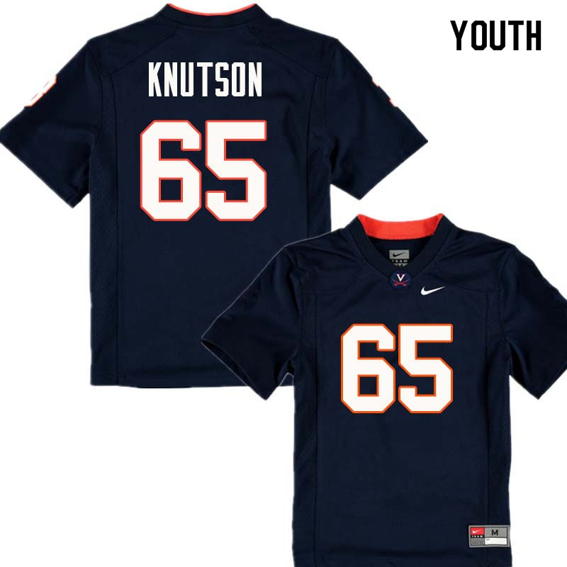 Youth #65 Ben Knutson Virginia Cavaliers College Football Jerseys Sale-Navy